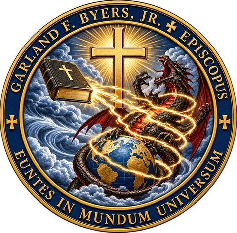Bischofssiegel von Garland F. Byers, Jr., mit dem Wahlspruch Euntes in Mundum Universum