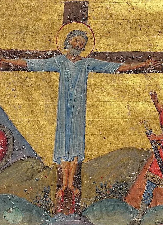 The crucifixion of St. Andrew, miniature from the Menologion of Basil II, Constantinople, about 1000
